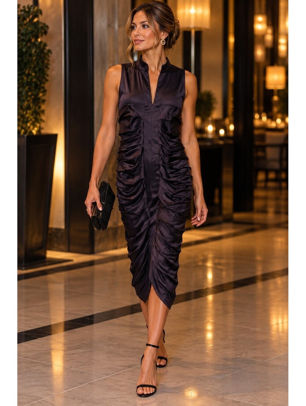Vera Wang Collection Size 4 Silk Ruched Draped Avant Garde Formal Dress